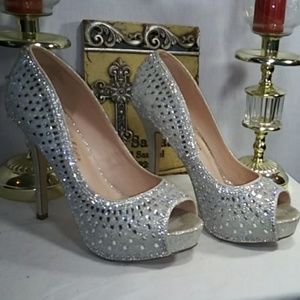 Dressy Beaded Silver Pumps/Heels
